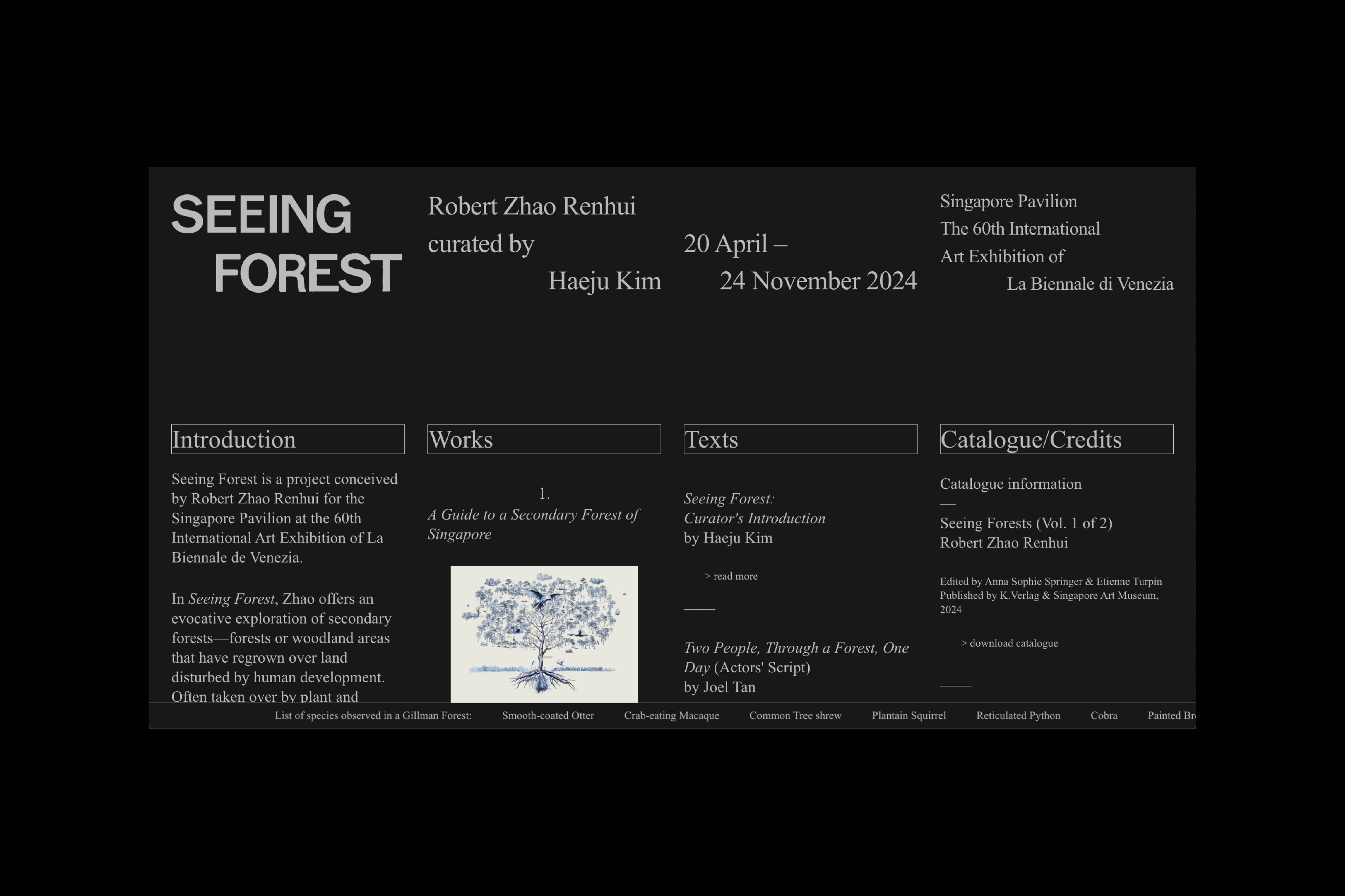 902 Seeing Forest (project website), for Robert Zhao Renhui and Haeju Kim